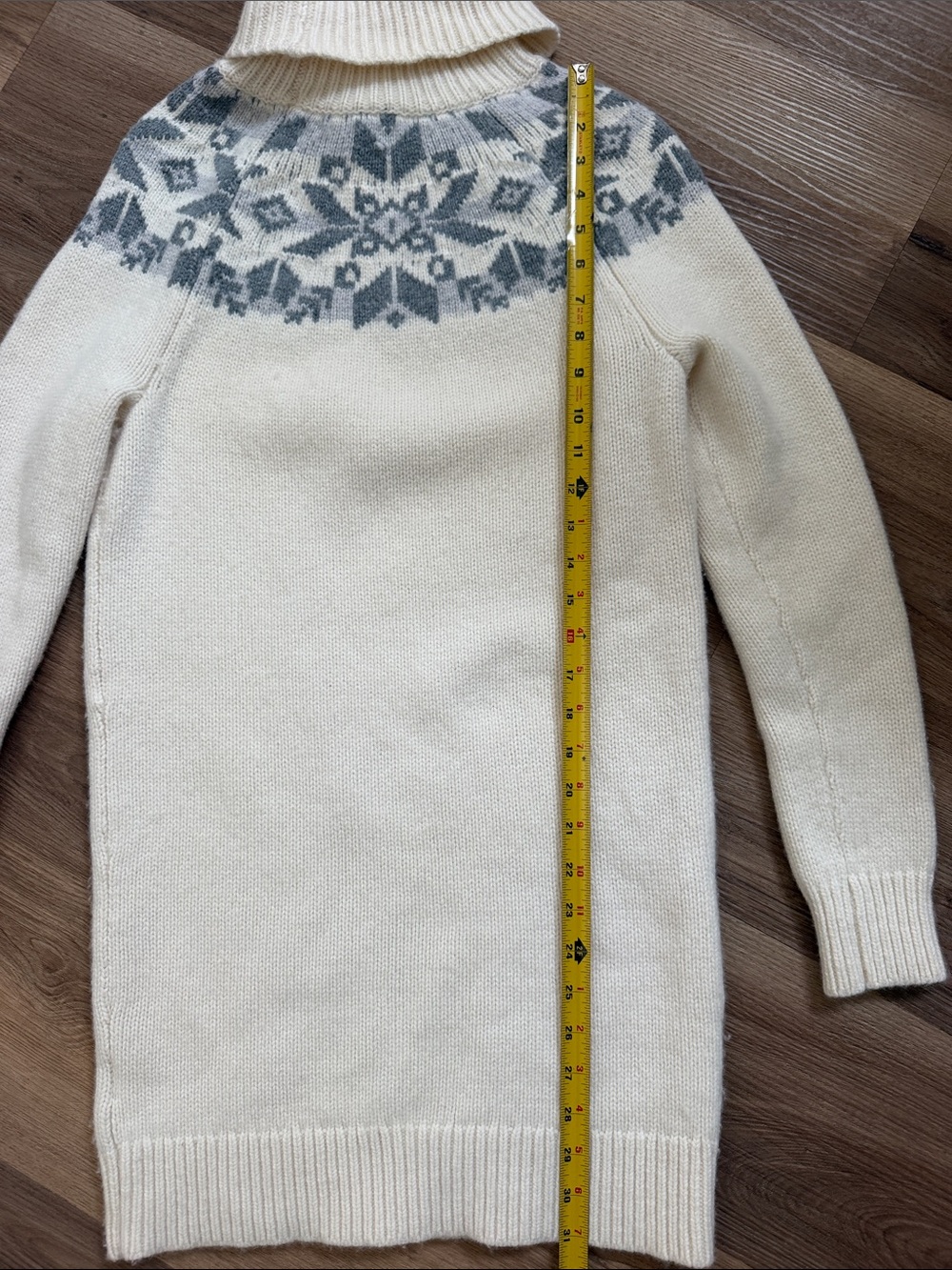 Lauren Ralph Lauren Turtleneck Wool Blend Sweater Dress Cream Fair Isle Small - Picture 7 of 8